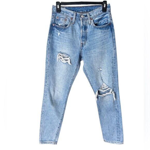 501 Levi’s skinny high waist distressed size W24 L28 - Picture 2 of 15